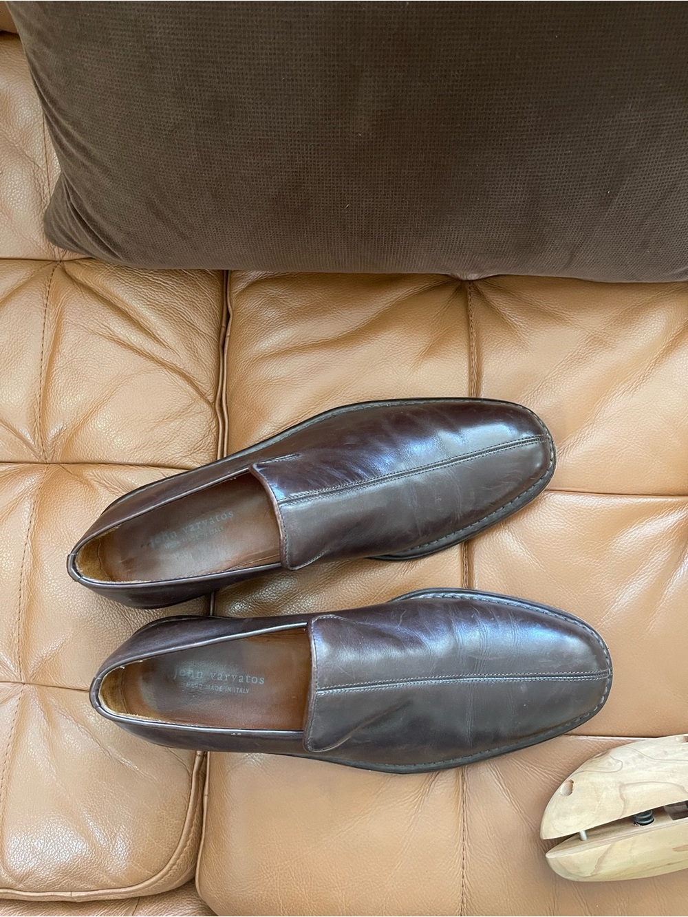 John Varvatos Brown Leather Slip-On Dress Shoes 9,5 - Picture 8 of 9
